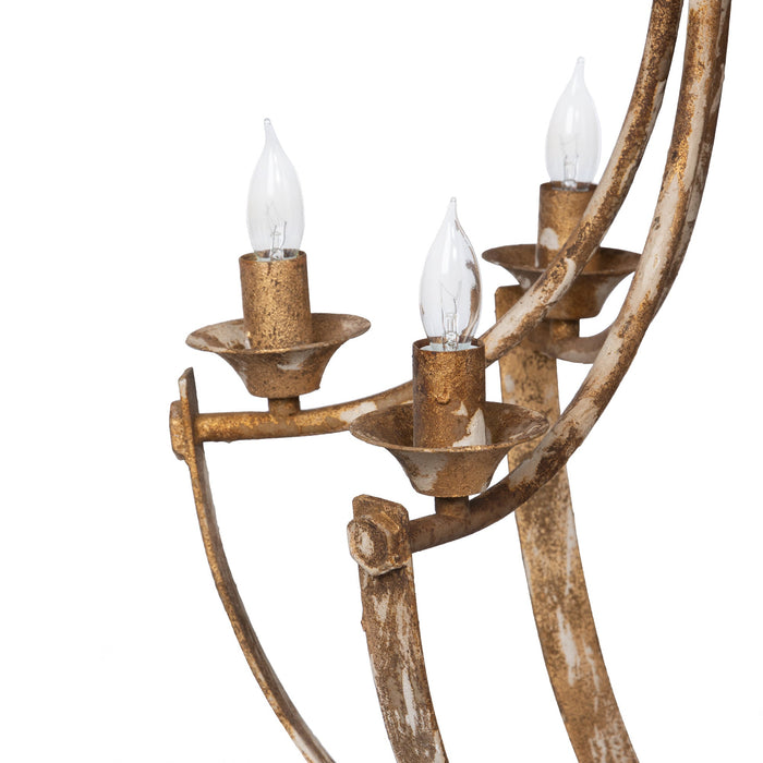 Park Hill Collection Empress Chandelier: Elegant Distressed Iron Design with Gold Accents, 6... Home Decor - Detail View
