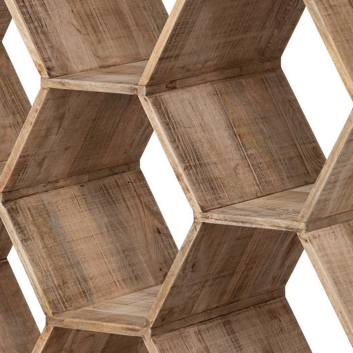 Park Hill Collection Honeycomb Wooden Etagere - Stunning Hexagonal Shelf Display Unit for Collectibles, Natural Mango Wood Finish EFC26154