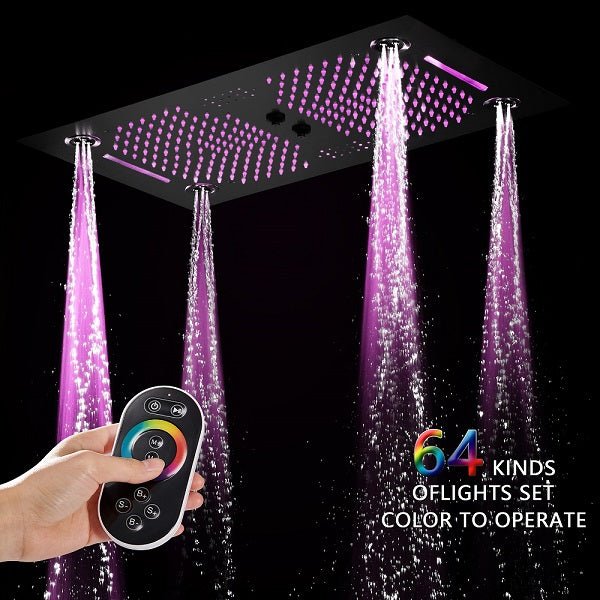 Pisa 16"x28" Matte Black LED Showerhead By Cascada Showers - Lifestyle View