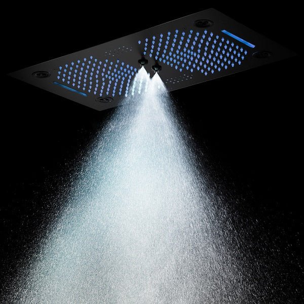 Pisa 16"x28" Matte Black LED Showerhead By Cascada Showers - Features