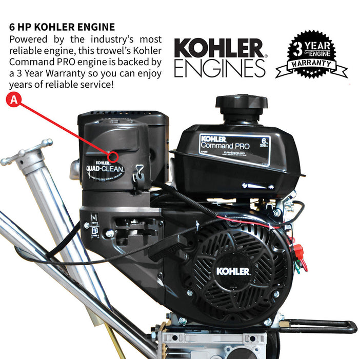 Tomahawk Power 24" Concrete Power Trowel Edger 6HP Kohler Float Pan Blade Screed Finishing Tool - Product Image 6