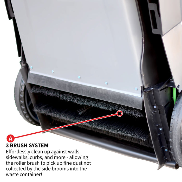 Tomahawk Power Commercial 38" Push Sweeper with Triple Power Brooms Concrete Vibrators - View 9