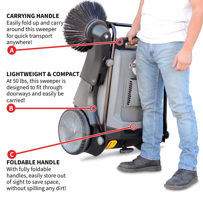 Tomahawk Power Commercial 38" Push Sweeper with Triple Power Brooms Concrete Vibrators - View 11