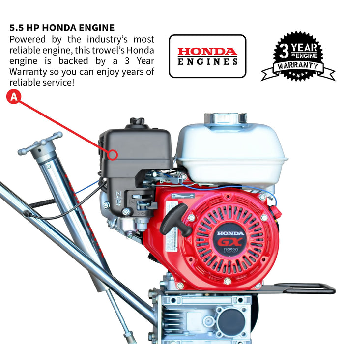 Tomahawk Power 24" Concrete Power Trowel Edger 5.5HP Honda Float Pan Blade Screed Finishing Tool - Product Image 5