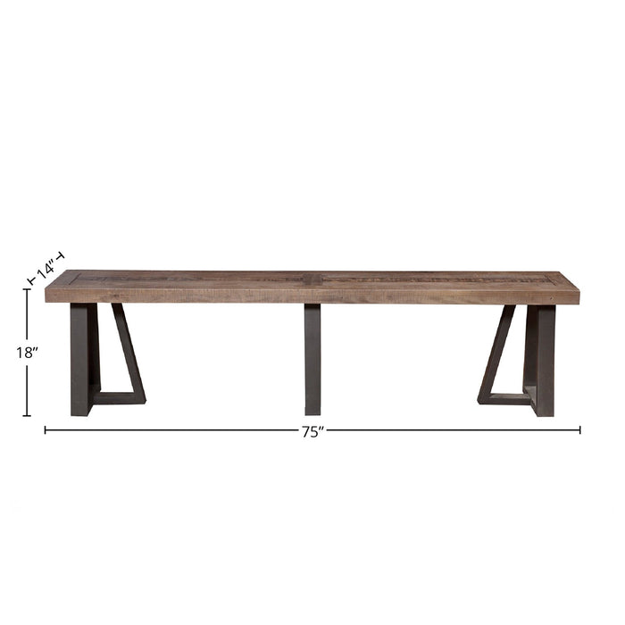 Alpine Furniture Prairie Dining Bench, Natural/Black