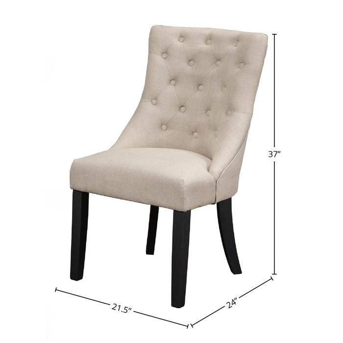 Alpine Furniture Prairie Upholstered Side Chairs, Cream Linen (Set of 2 Chairs)