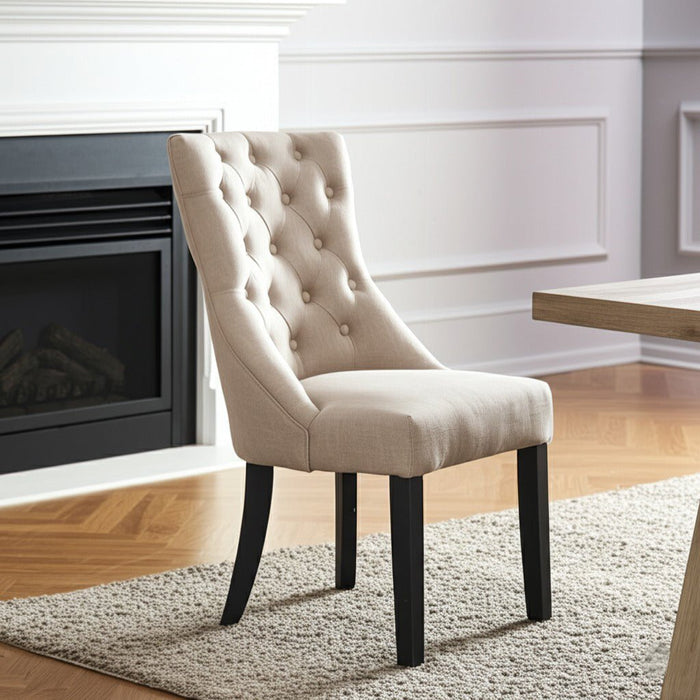 Alpine Furniture Prairie Upholstered Side Chairs, Cream Linen (Set of 2 Chairs)