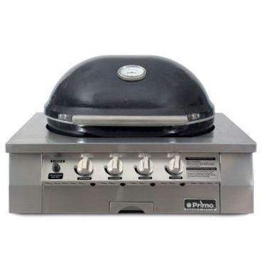 Primo All-In-One Oval G 420 Ceramic Gas Grill PGGXLC (Cart-Mounted) - Side View