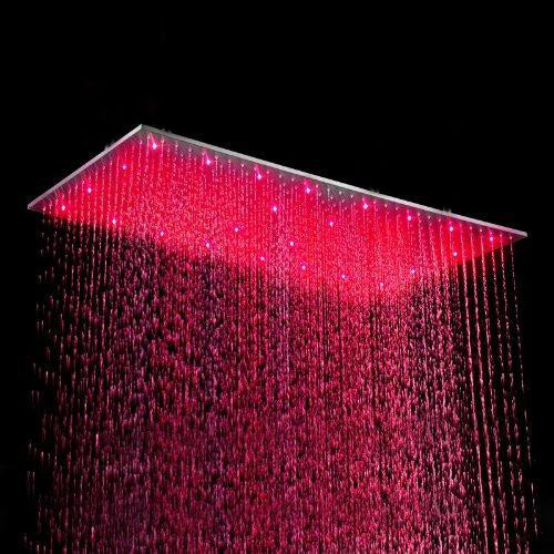 Cascada 8"x16" Stainless Steel Rainfall LED Shower Head - Detail View