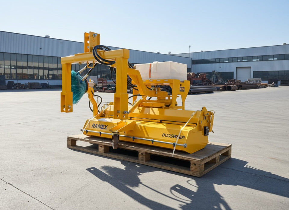 RAMEX DuoSweep bucket sweeper on a shipping pallet