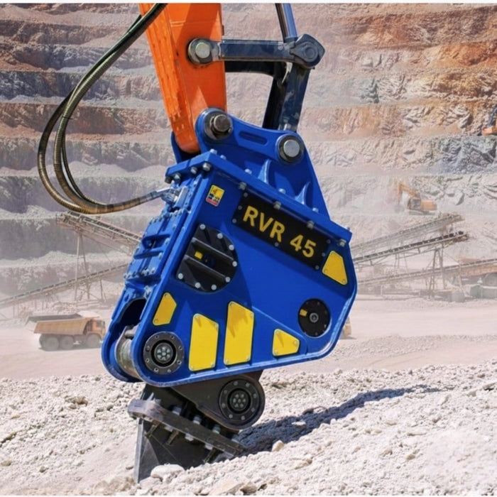 RAMEX RVR vibro ripper, close-up of the ripper tool in rock