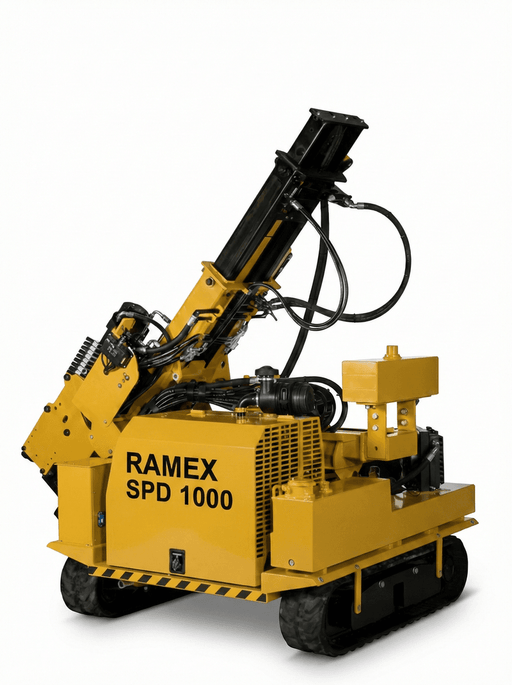 RAMEX SPD solar pile driver on a white background, side view