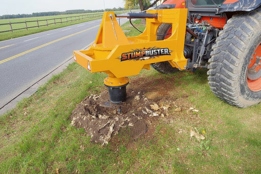 RAMEX Stumpbuster stump grinder grinding a stump on a roadside verge