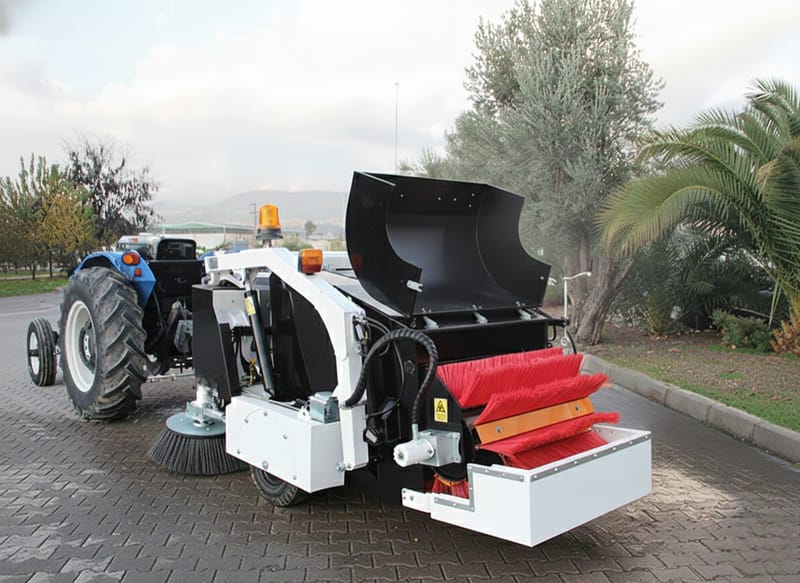 RAMEX SweepTrac road sweeper rear view with brushes