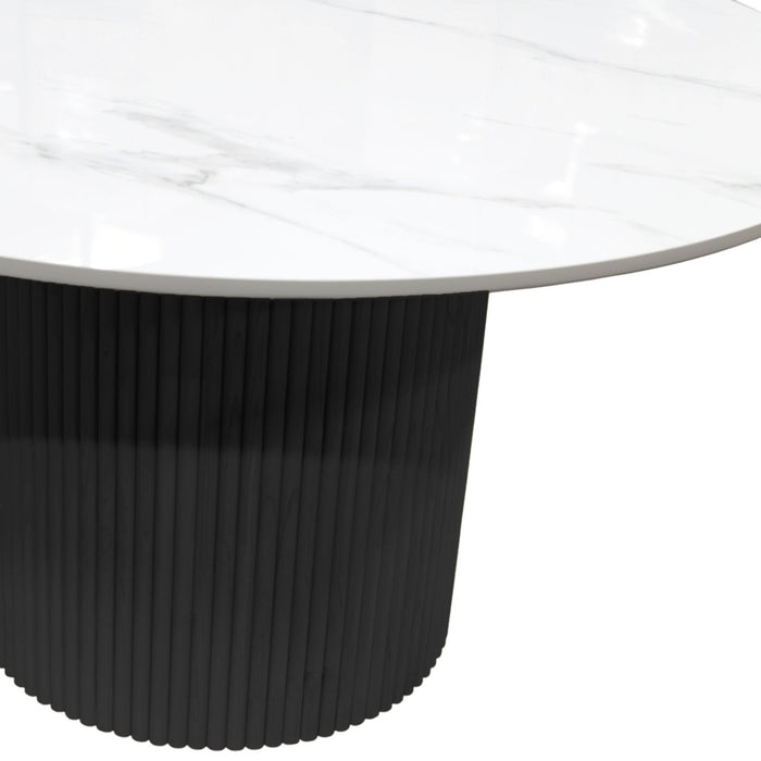 Alpine Furniture Cleo Reba Quartz Top Round Dining Table, Black