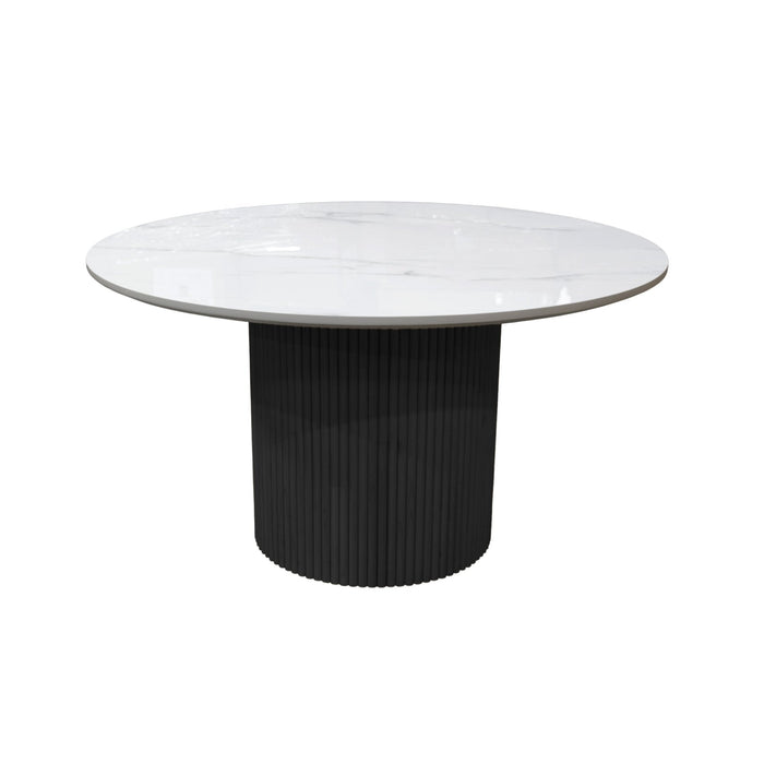 Alpine Furniture Cleo Reba Quartz Top Round Dining Table, Black