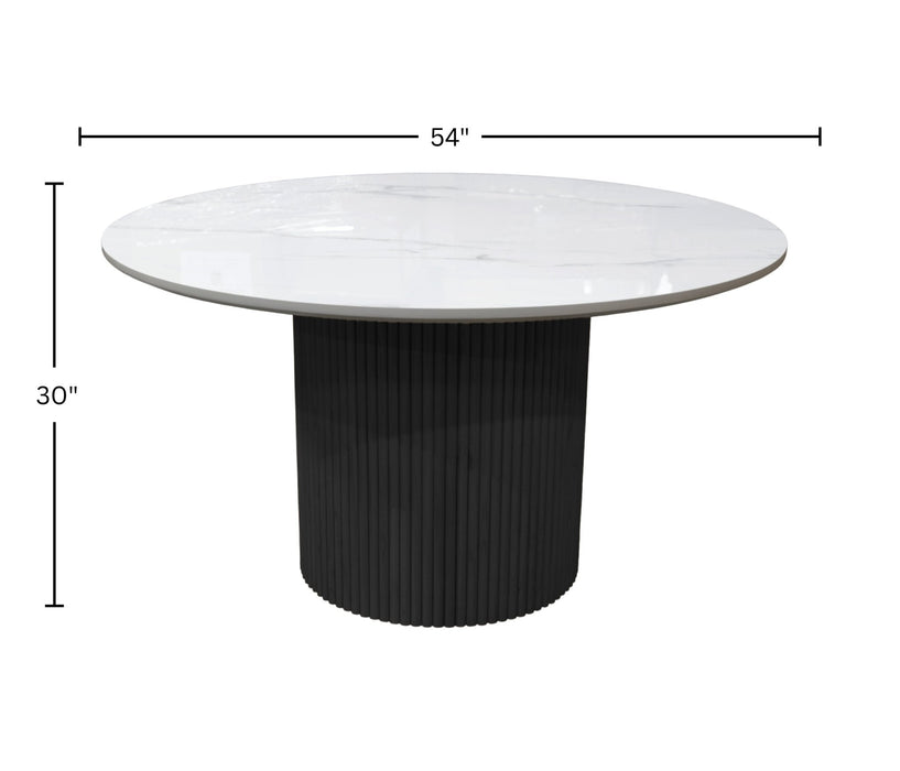 Alpine Furniture Cleo Reba Quartz Top Round Dining Table, Black