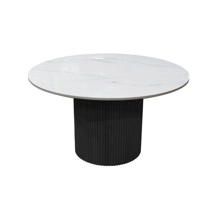 Alpine Furniture Cleo Reba Quartz Top Round Dining Table, Black