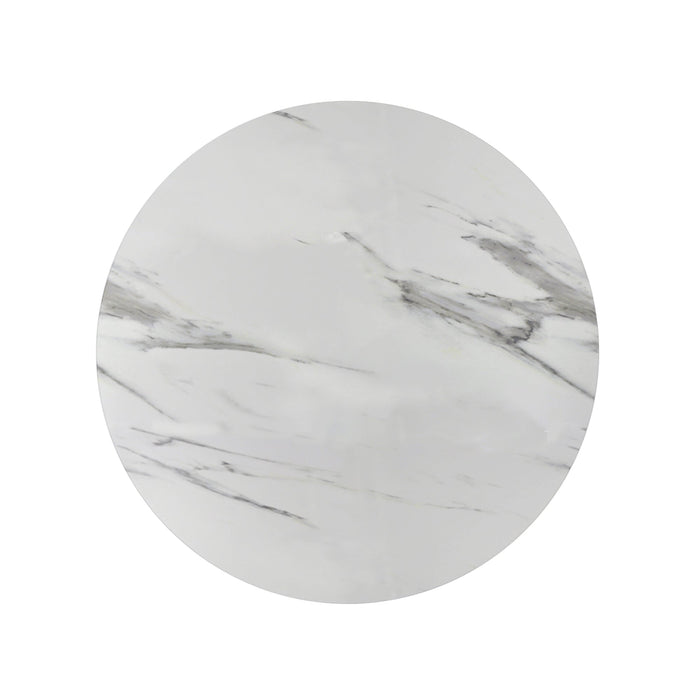 Alpine Furniture Cleo Reba Quartz Top Round Dining Table, White Wash