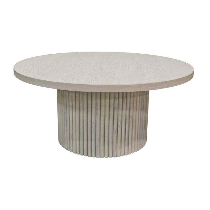 Alpine Furniture Cleo Reba Round Cocktail Table, White Wash