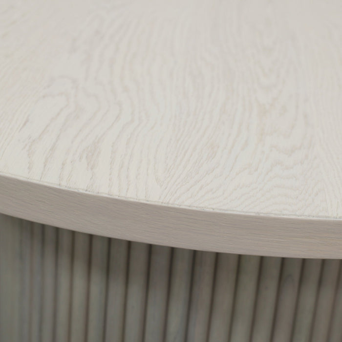 Alpine Furniture Cleo Reba Round Cocktail Table, White Wash