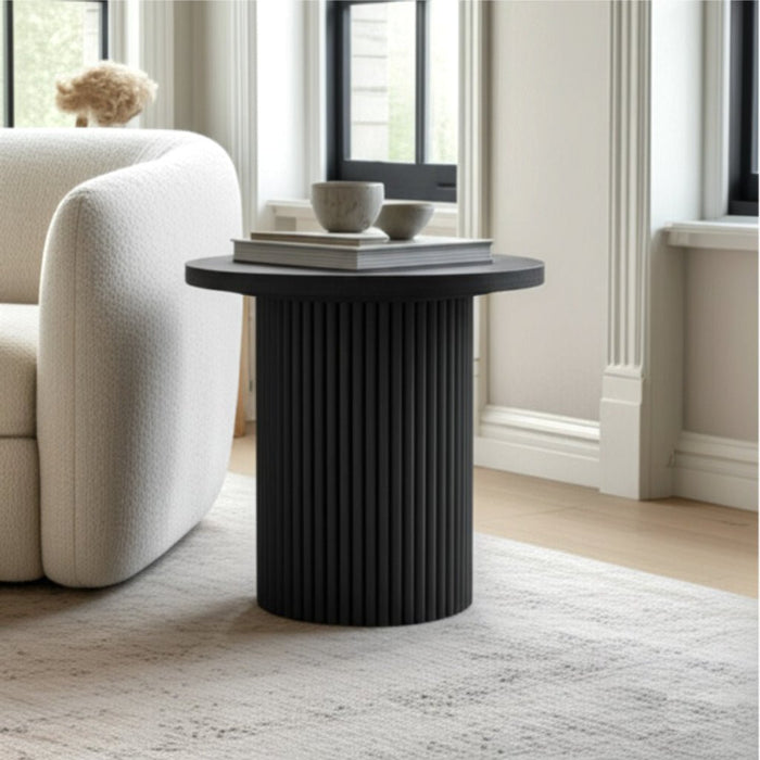 Alpine Furniture Cleo Reba Round End Table, Black