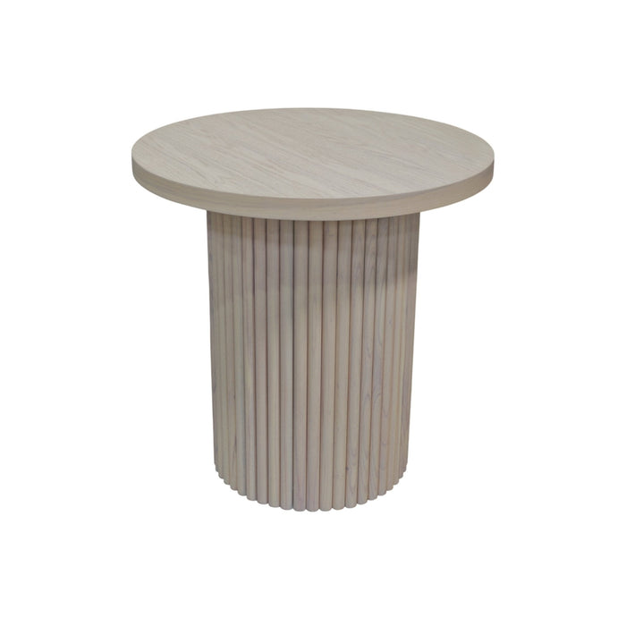 Alpine Furniture Cleo Reba Round End Table, White Wash