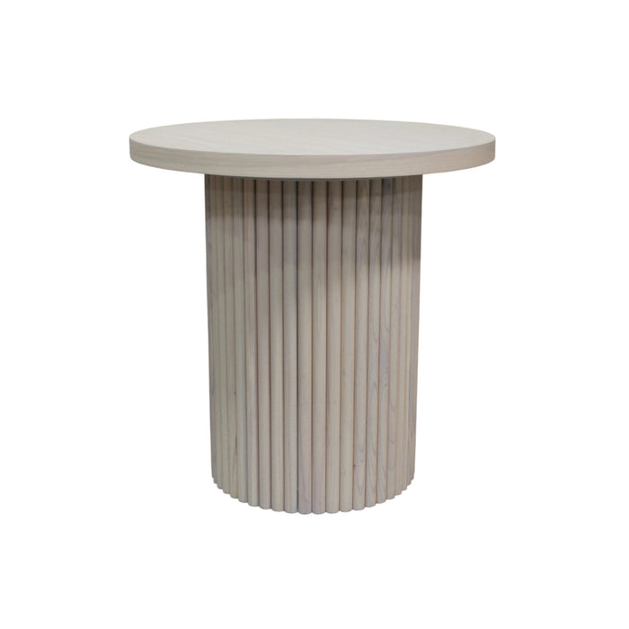 Alpine Furniture Cleo Reba Round End Table, White Wash