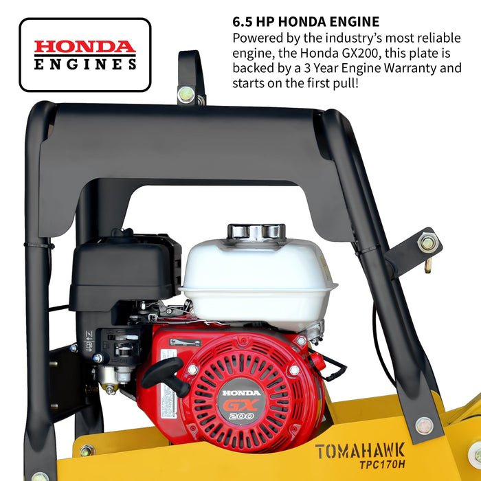6.5 HP Honda Reverse Hydraulic Plate Compactor for Asphalt, Aggregate, Cohesive Soil Compaction - back view