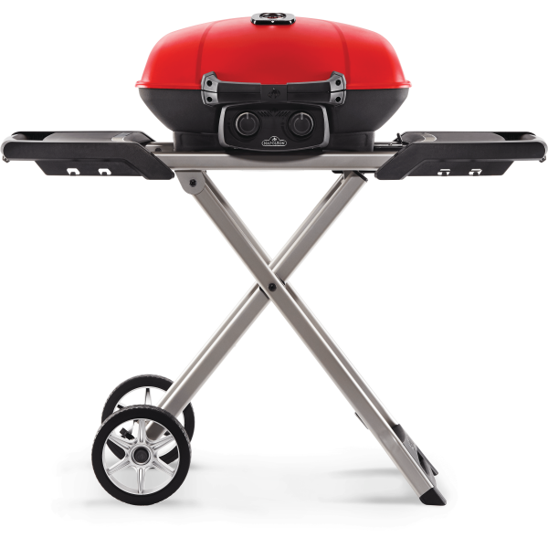 Napoleon TravelQ 285X portable propane grill on scissor cart in red TQ285X-RD-1-A