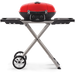 Napoleon TravelQ 285X portable propane grill on scissor cart in red TQ285X-RD-1-A