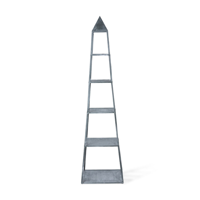 Park Hill Collection Stackable Galvanized Obelisk - Versatile Display Shelf with Five Tiers and Artisan Hand-Finished Design