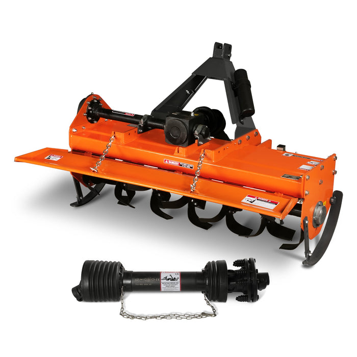 5FT 3-Point Gear Drive Rotary Tiller, 25-50HP Tractor, PTO Shaft Inclu — angle view