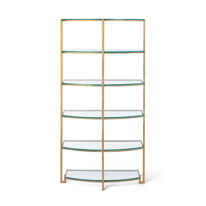 Park Hill Collection Naomi Iron and Glass Etagere - Elegant Antique Gold Display Shelf for Living Room & Dining Room Decor EFC26035