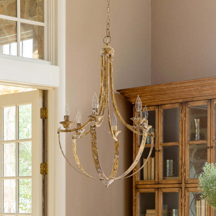 Park Hill Collection Empress Chandelier: Elegant Distressed Iron Design with Gold Accents, 6... Home Decor - Side View