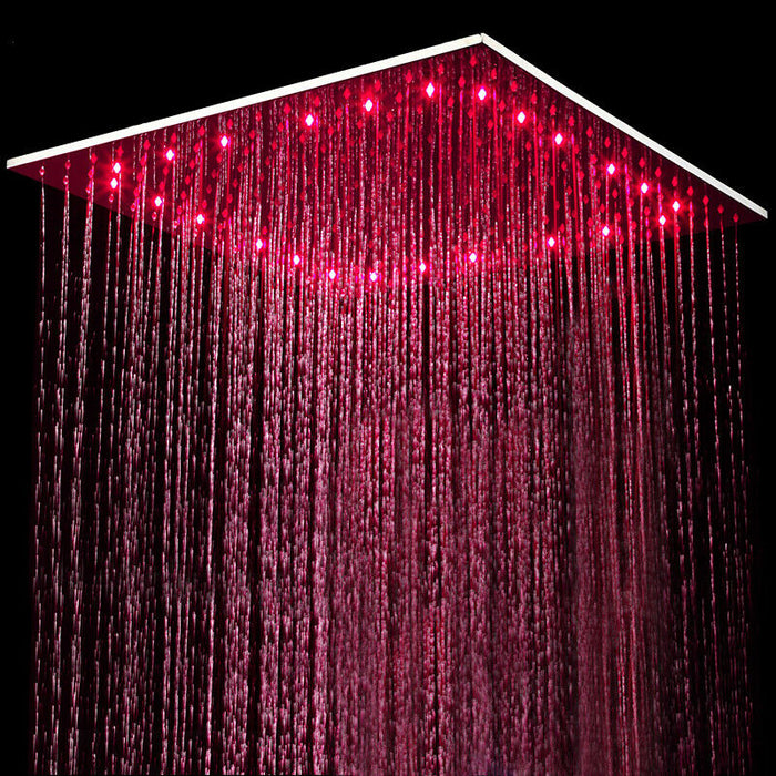 20'' or 24'' Ceiling-Mounted Chrome Rainfall Shower Faucet - angle view