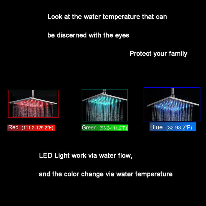 wonderland shower inc Chrome 3-Way Digital Shower System with 12" or 16" Rain Head: LED... Shower Faucets Sets - Close-Up