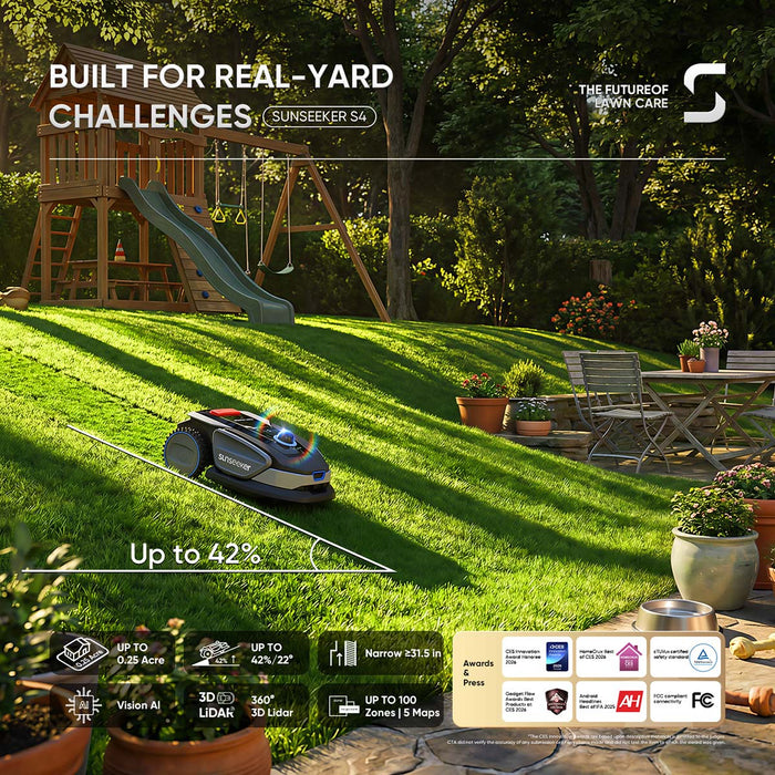 Sunseeker S4 LiDAR Robot Lawn Mower wire-free robot lawn mower, view 2