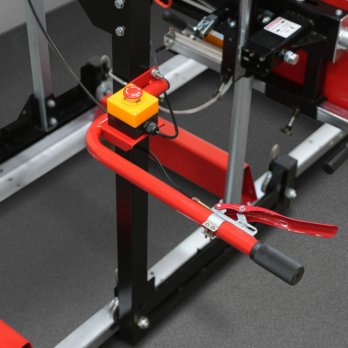 26" Portable Sawmill (5x Blades Included),  459cc 15HP E-Start Gasoline Engine,  20" Board Width,  20' Track Length (13' Track Length + 6.4' Track Extension Included) ,  SM-26