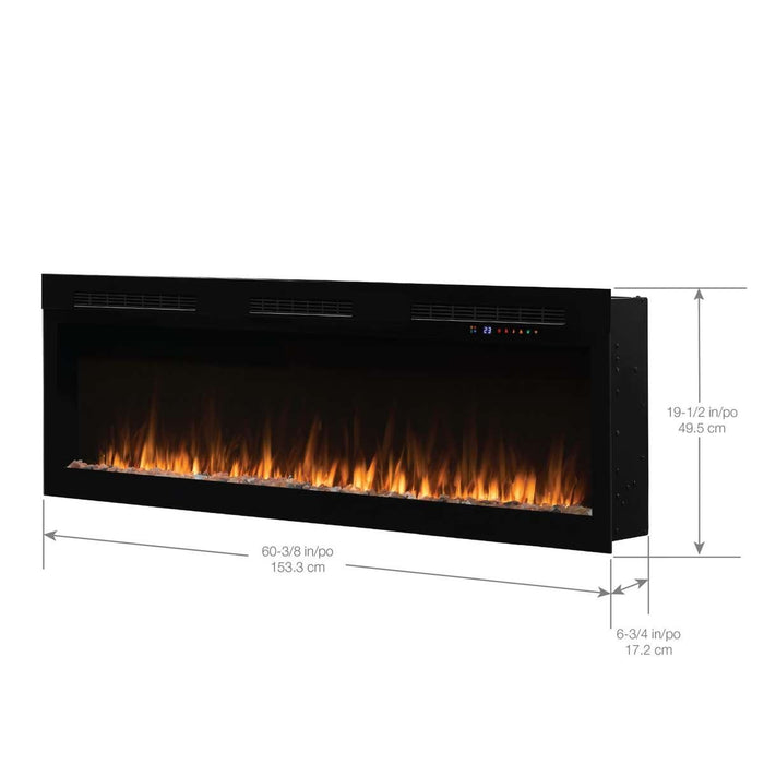 Dimplex Vital Sense 60" Built-in Linear Electric Fireplace - dimensions diagram