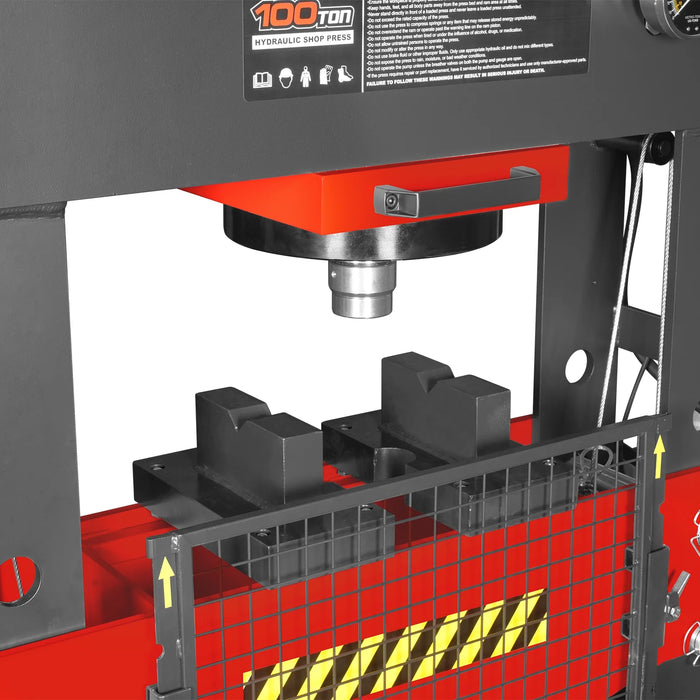 100 Ton H-Frame Electric Hydraulic Shop Press with Hand Winch,  110V M — view 13