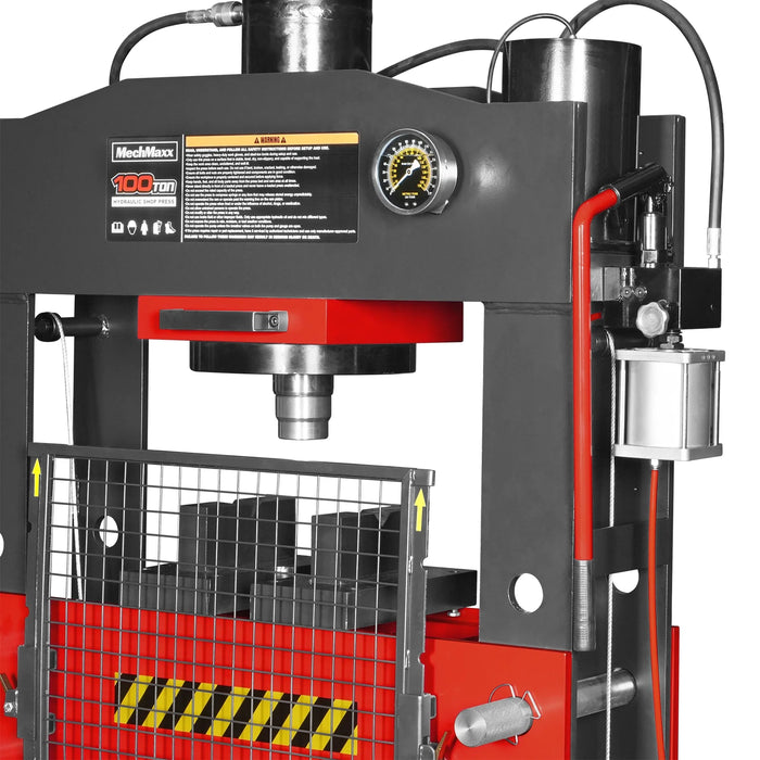 100 Ton H-Frame Air/Hydraulic Shop Press with Hand Winch,  Fully Welde — view 11