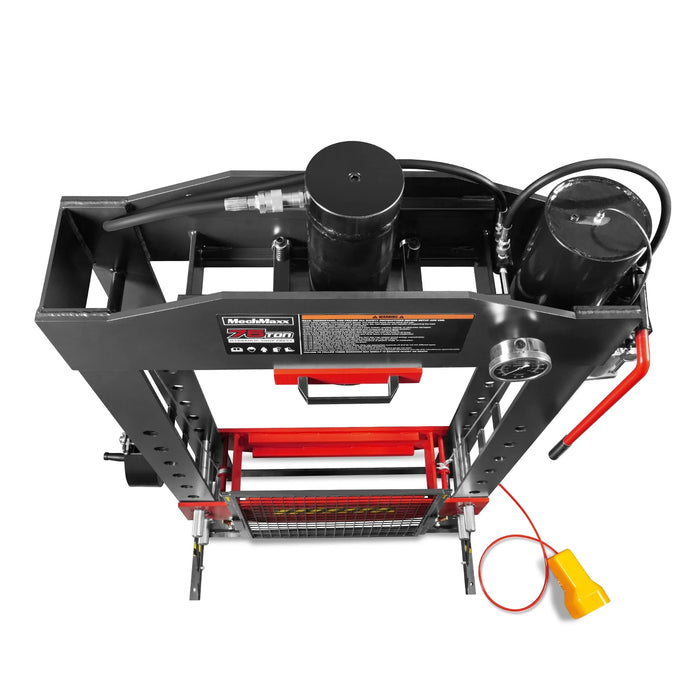 75 Ton H-Frame Air/Hydraulic Shop Press with Hand Winch,  Fully Welded — view 9
