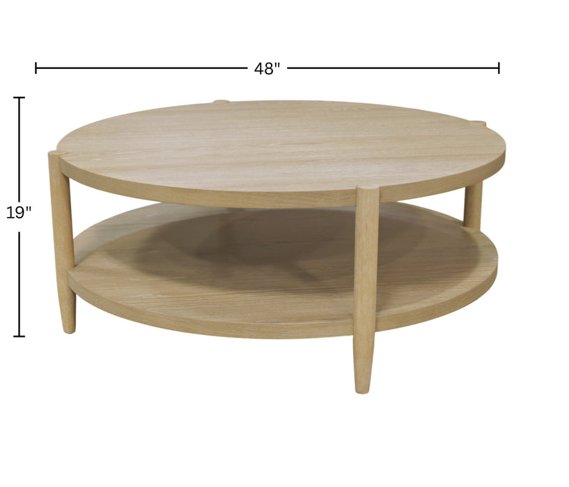 Alpine Furniture Cleo Sinclair Round Coffee Table, Natural