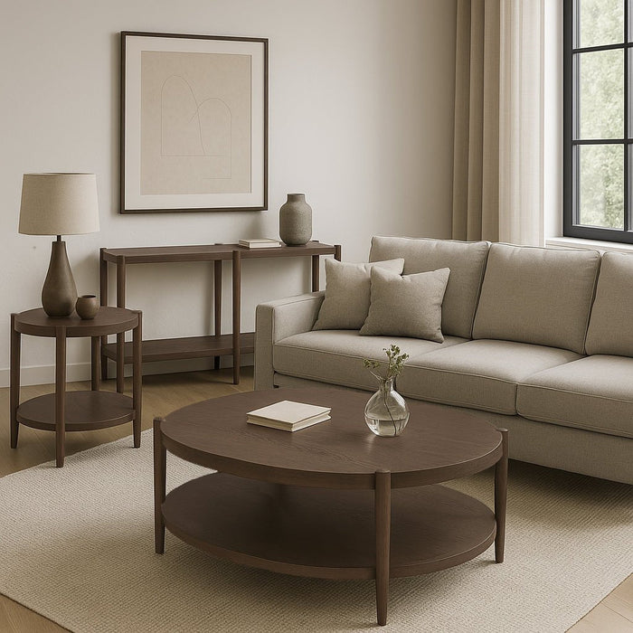 Alpine Furniture Cleo Sinclair Round Coffee Table, Walnut