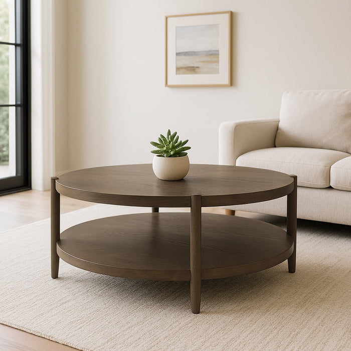 Alpine Furniture Cleo Sinclair Round Coffee Table, Walnut