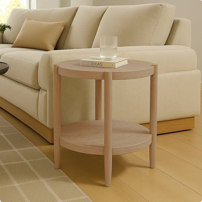Alpine Furniture Cleo Sinclair Round End Table, Natural