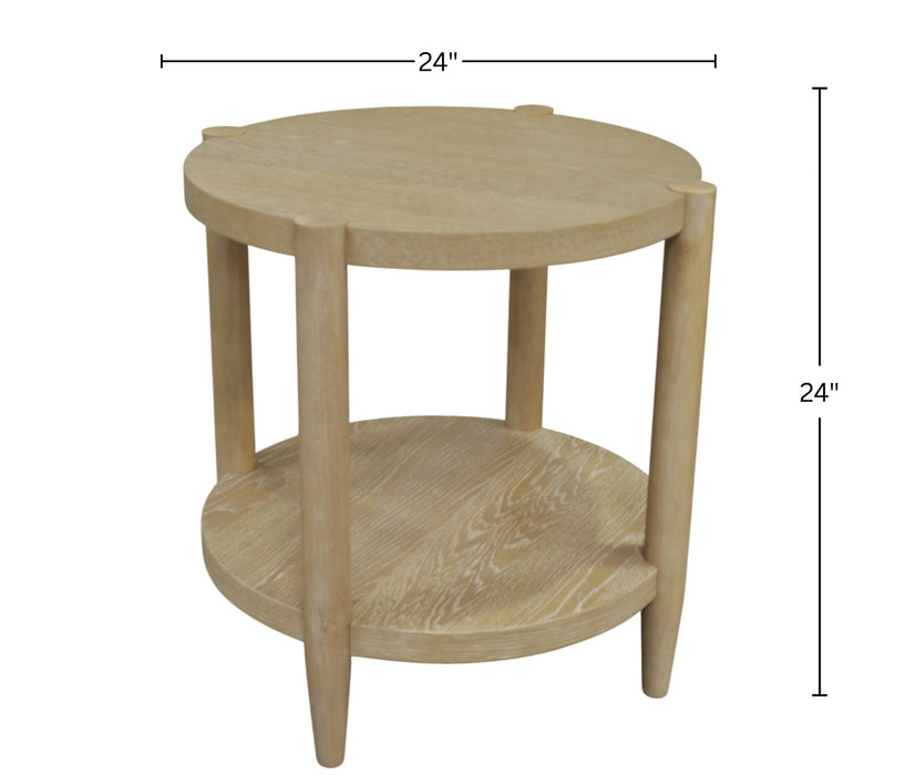 Alpine Furniture Cleo Sinclair Round End Table, Natural