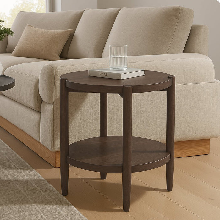 Alpine Furniture Cleo Sinclair Round End Table, Walnut