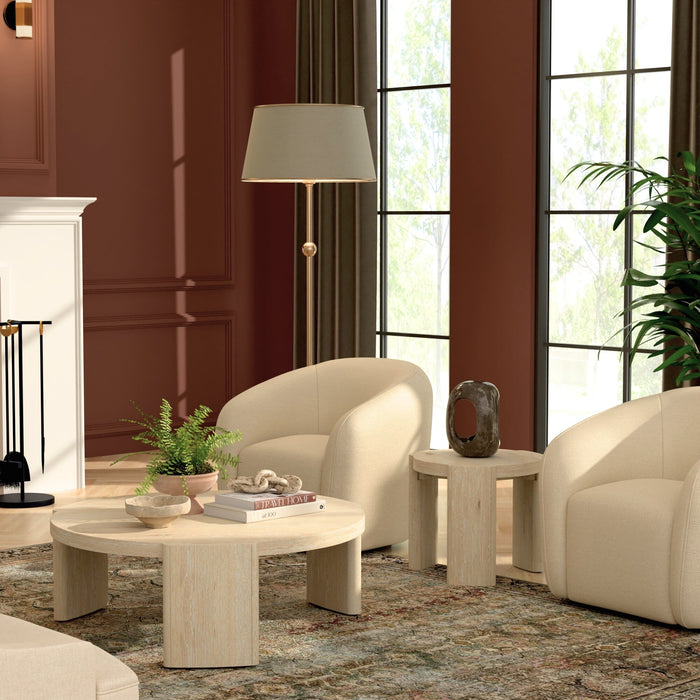 Alpine Furniture Sloane 42" Round Coffee Table, Driftwood